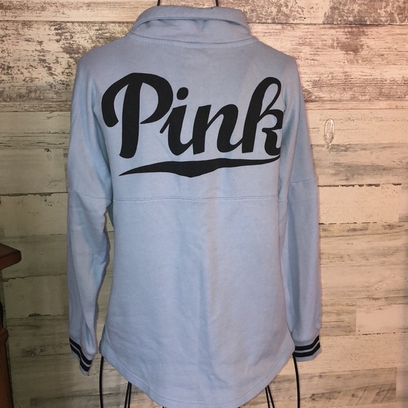 PINK Victoria's Secret quarter button up Blue/black Size small sweatshirt PINK‌ - Picture 2 of 10